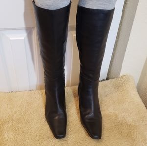 Liz Claiborne Knee-high Black Leather Boots, Size 6.5M